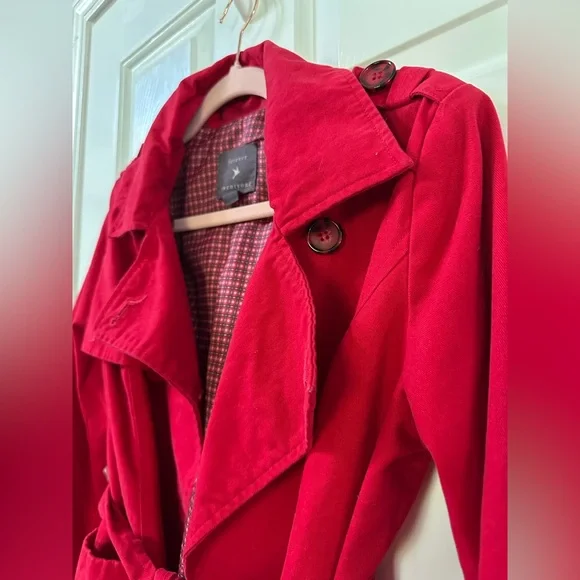 Forever 21 Red Wrap Crop Trench Coat with Belt - Picture 3 of 5